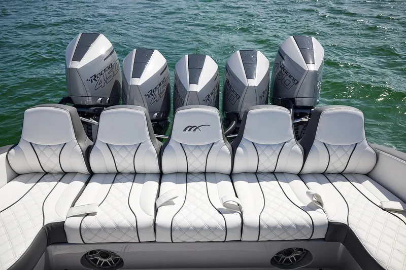 Devenzo Yacht Photos Pics Luxury seating and powerful engines on a 2022 Midnight Express 43 Open boat.