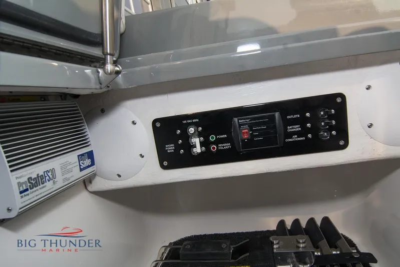  Yacht Photos Pics Control panel of a 2019 Donzi 41 GT boat by Big Thunder Marine.