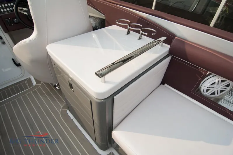  Yacht Photos Pics 2019 Donzi 41 GT boat interior with seating and storage.
