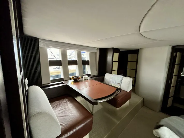  Yacht Photos Pics Interior of 2011 Azimut 62S Italia yacht with elegant dining area and modern design.