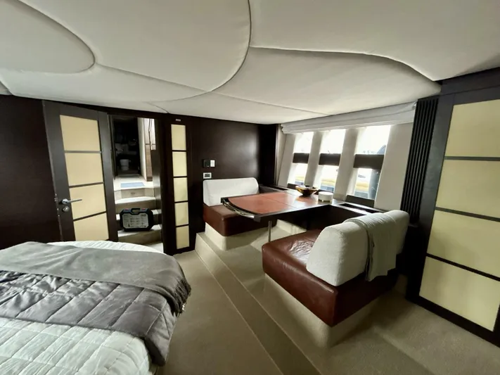  Yacht Photos Pics Luxurious interior of 2011 Azimut 62S Italia yacht with elegant seating and modern design.