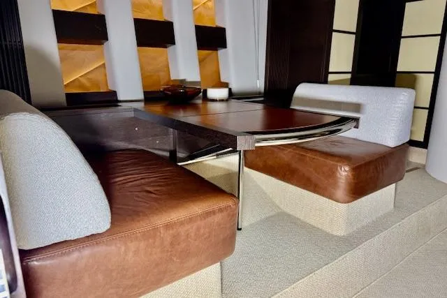  Yacht Photos Pics Luxurious interior of 2011 Azimut 62S Italia yacht with elegant seating and table.