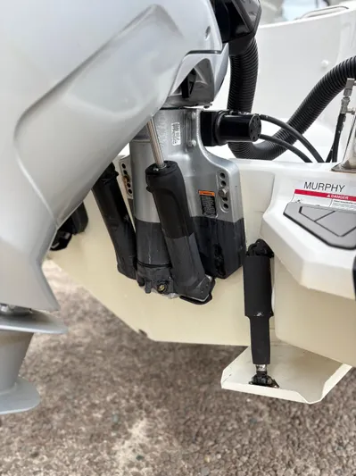  Yacht Photos Pics Close-up of a 2020 Protector 310 Targa boat engine components.