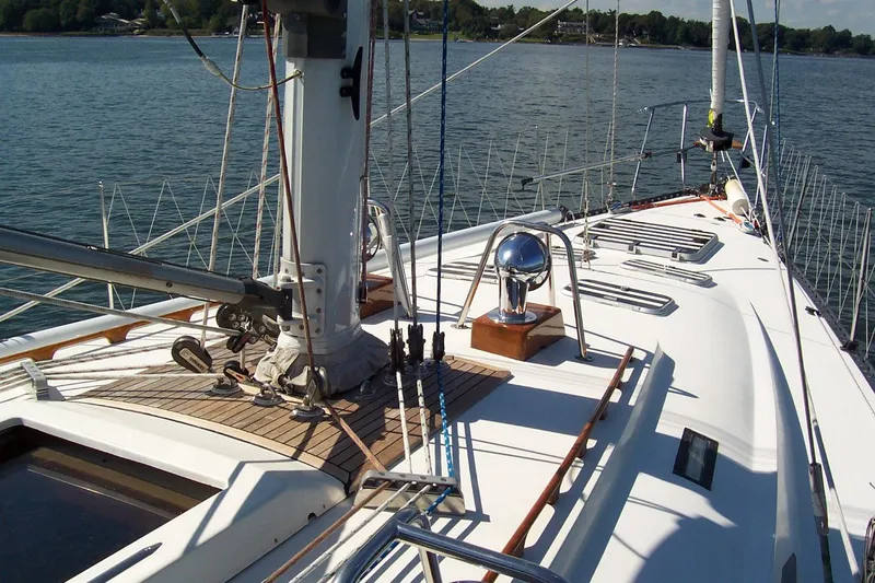 Blue Yacht Photos Pics Sailing yacht deck of 1994 C&C 51 XL C/B on calm water.