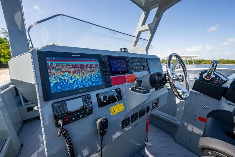  Yacht Photos Pics 2023 SAFE Boats Interceptor dashboard with advanced navigation and control systems.