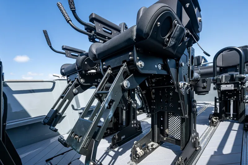  Yacht Photos Pics 2023 SAFE Boats Interceptor seats with advanced shock-absorbing technology on a sunny day.