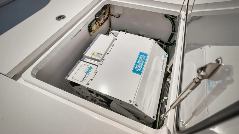 Bulldawg Yacht Photos Pics 2023 Valhalla Boatworks V-46 engine compartment with advanced equipment.