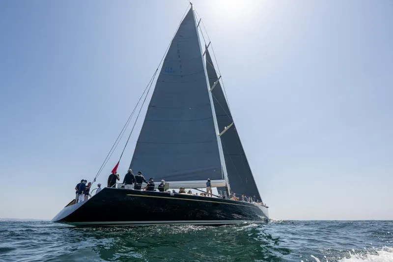 Green Eyes Yacht Photos Pics 2001 Wally Full Displacement Sailing Yacht on open sea under clear sky.