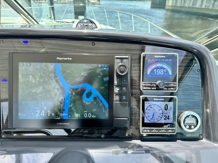 Brett Stancill Yacht Photos Pics Dashboard of 2019 Formula 40 Performance Cruiser with navigation and control displays.