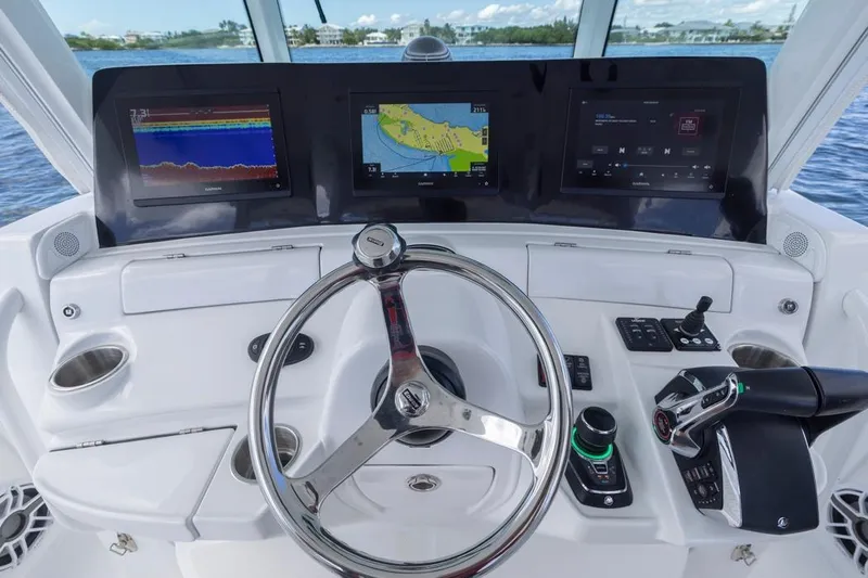  Yacht Photos Pics 2023 HCB 39 Speciale boat dashboard with advanced navigation and control systems.