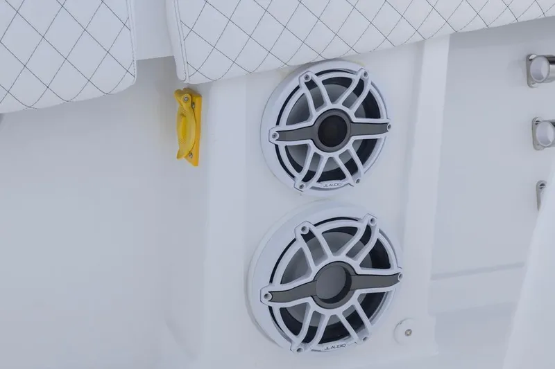  Yacht Photos Pics 2023 HCB 39 Speciale boat speakers and seating detail, featuring JL Audio components.