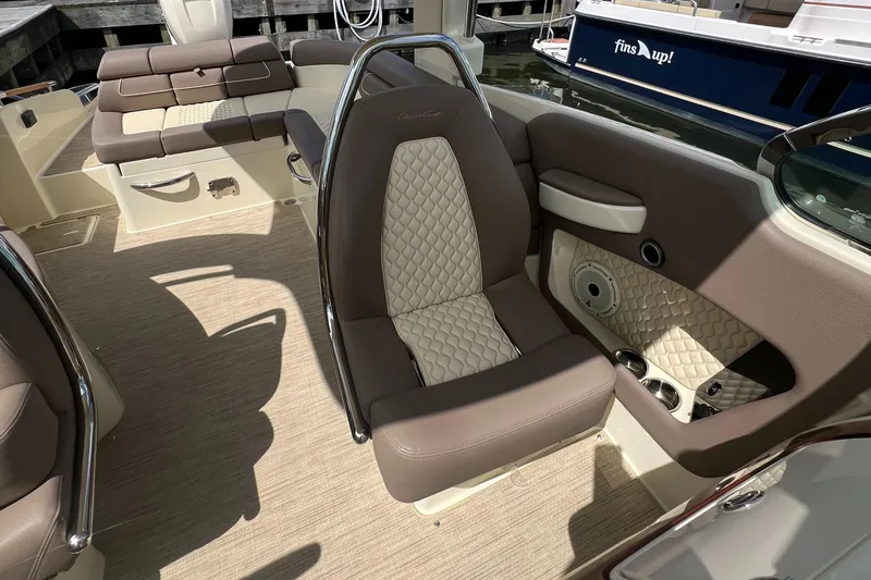  Yacht Photos Pics 2023 Chris-Craft Launch 28 GT interior with luxurious seating and elegant design.