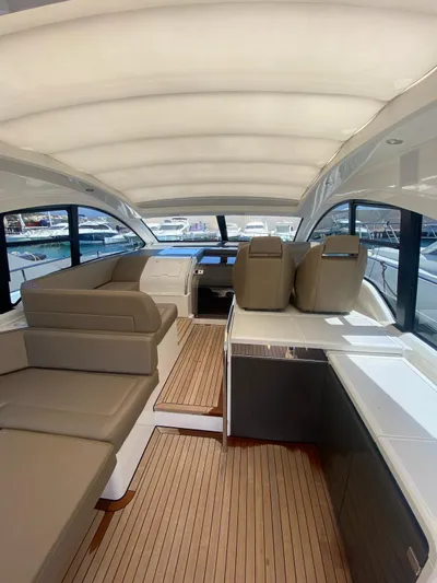  Yacht Photos Pics 2018 Fairline Targa 48 Open yacht interior with modern seating and sleek design.