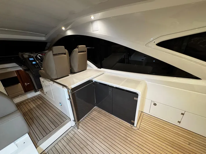  Yacht Photos Pics 2018 Fairline Targa 48 Open yacht interior with sleek seating and modern design.