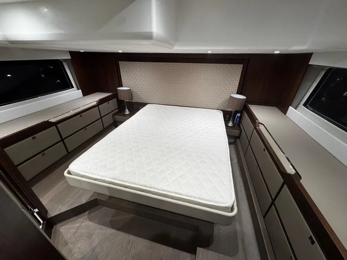 Yacht Photos Pics Luxurious cabin interior of 2018 Fairline Targa 48 Open yacht with modern design.