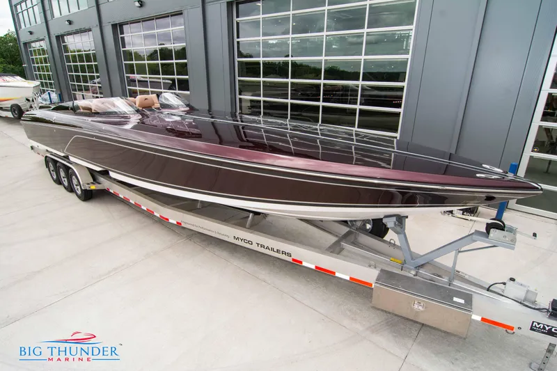  Yacht Photos Pics 2020 Donzi 38 ZRC speedboat on trailer at Big Thunder Marine.