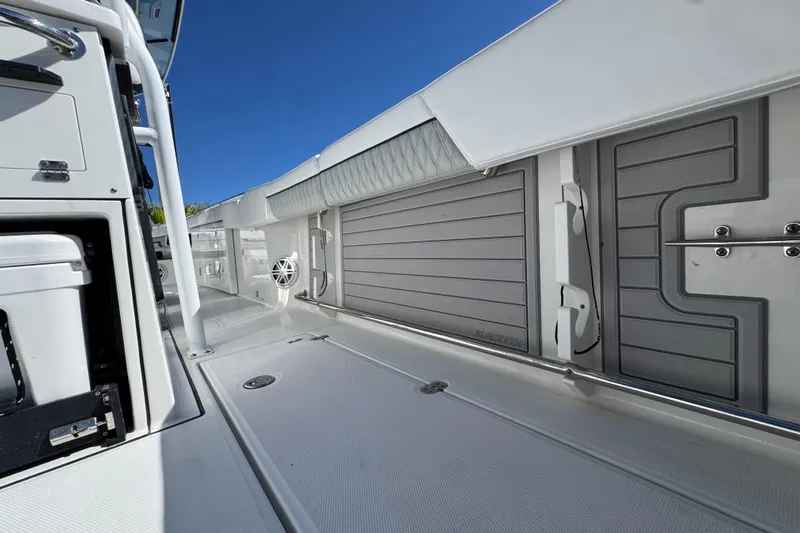  Yacht Photos Pics 2021 Blackfin 332 CC boat interior with sleek design and modern features.