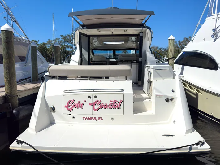 Going Coastal Yacht Photos Pics A luxurious Carver C43 Coupe yacht docked in Tampa, Florida, 2019 model.