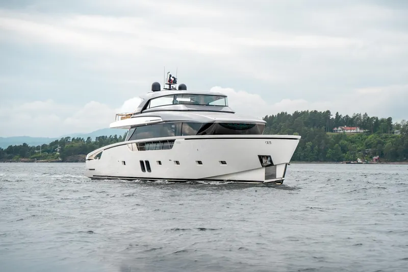 North Yacht Photos Pics Luxury Sanlorenzo SX88 yacht cruising on open water, 2020 model.
