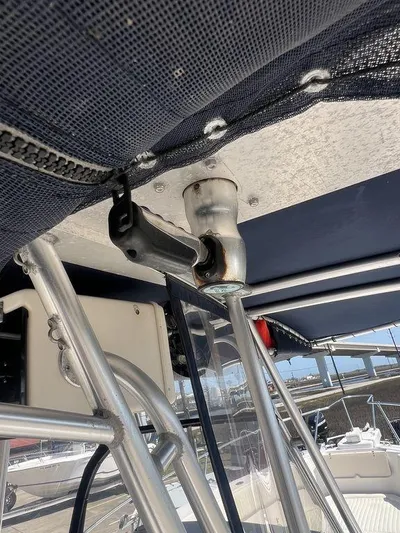  Yacht Photos Pics 2003 Grady-White 306 Bimini boat canopy and support structure detail.