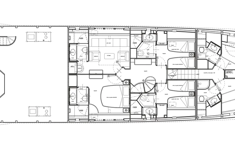 La Rubia Yacht Photos Pics Floor plan of 2011 Azimut La Rubia yacht, showcasing detailed cabin and bathroom layout.