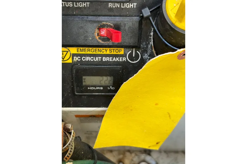 Loophole Yacht Photos Pics Control panel of a 2013 Tiara Yachts 3600 Coronet with emergency stop and circuit breaker.