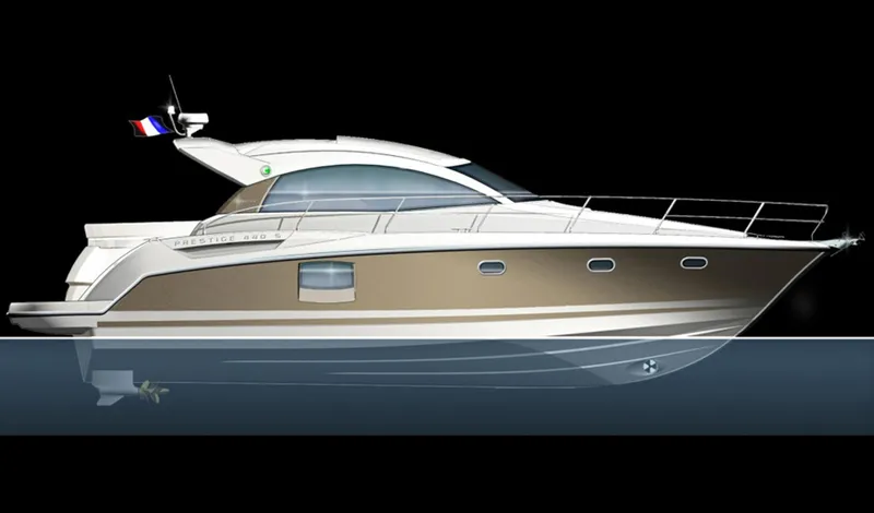  Yacht Photos Pics Manufacturer Provided Image: Prestige 440 S 2013 luxury yacht side view on black background.