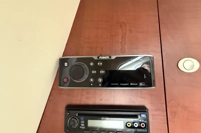  Yacht Photos Pics Fusion and Jensen audio systems on 2011 Boston Whaler 285 Conquest boat interior.