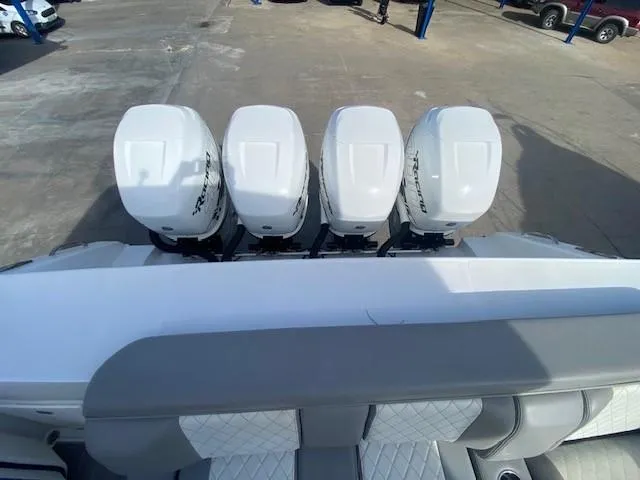 Cigarette 42 Yacht Photos Pics Four powerful outboard engines on a 2017 Cigarette 42 Huntress boat.