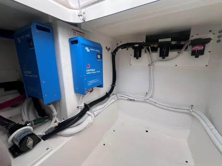  Yacht Photos Pics Electrical system of 2023 Tiara Yachts 38 LS with Victron Energy chargers.