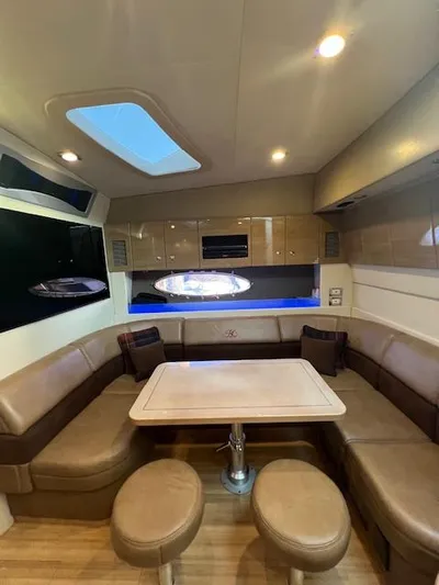 Royal Zenith Yacht Photos Pics Luxurious interior of a 2013 Formula 45 Yacht with leather seating and modern design.