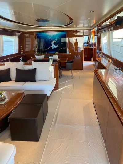 My Sons Yacht Photos Pics Luxurious interior of a 2008 Falcon 86 yacht with elegant furnishings and modern decor.