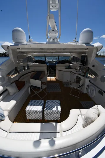 Loudmouth Soup Yacht Photos Pics Luxurious 2002 Sunseeker 68 Predator yacht interior with elegant seating and modern amenities.