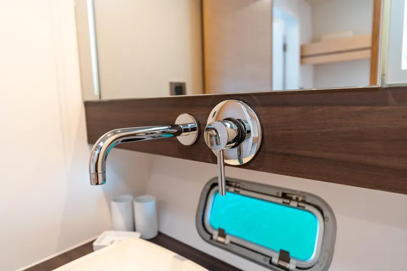 Wikiwiki Yacht Photos Pics Modern bathroom sink with chrome faucet in 2018 Outremer 5X yacht.