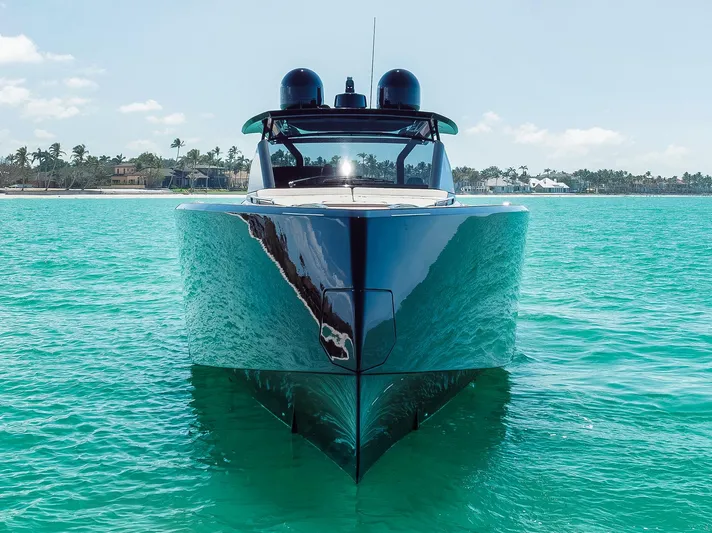 Ciao Yacht Photos Pics 2023 Pardo Yachts 50 Pardo on turquoise water, front view.