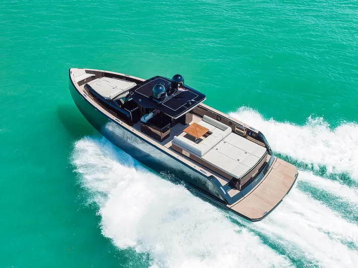 Ciao Yacht Photos Pics 2023 Pardo Yachts 50 cruising on turquoise waters, showcasing sleek design and luxury features.