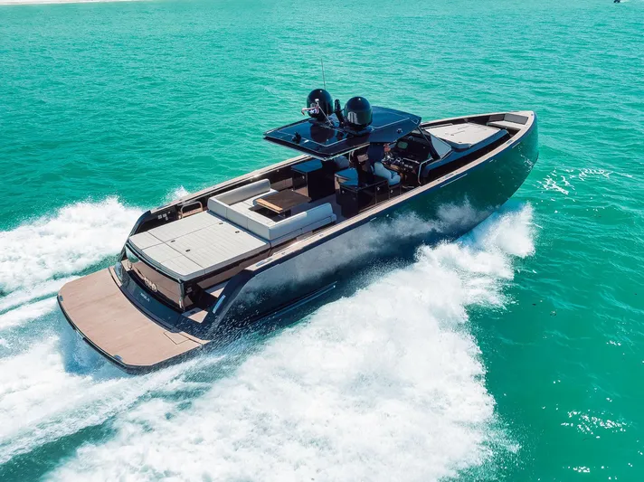 Ciao Yacht Photos Pics 2023 Pardo Yachts 50 cruising on turquoise waters, showcasing sleek design and luxury.