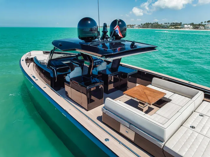 Ciao Yacht Photos Pics Luxurious 2023 Pardo Yachts 50 Pardo cruising on turquoise waters, featuring sleek design and spacious deck.