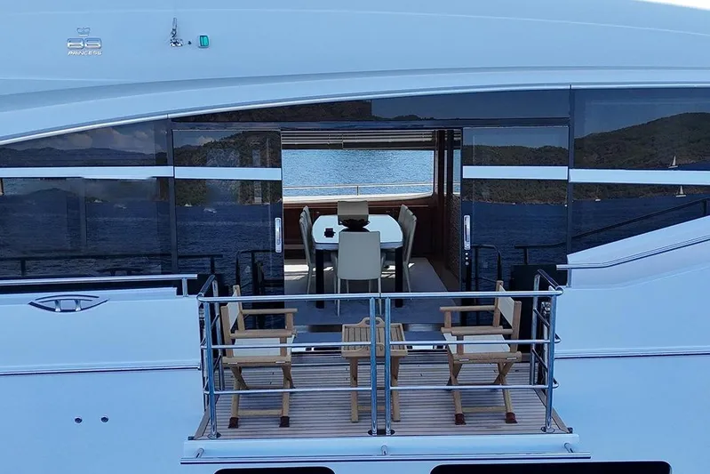  Yacht Photos Pics 2016 Princess 88 Motor Yacht with elegant deck and scenic ocean view.