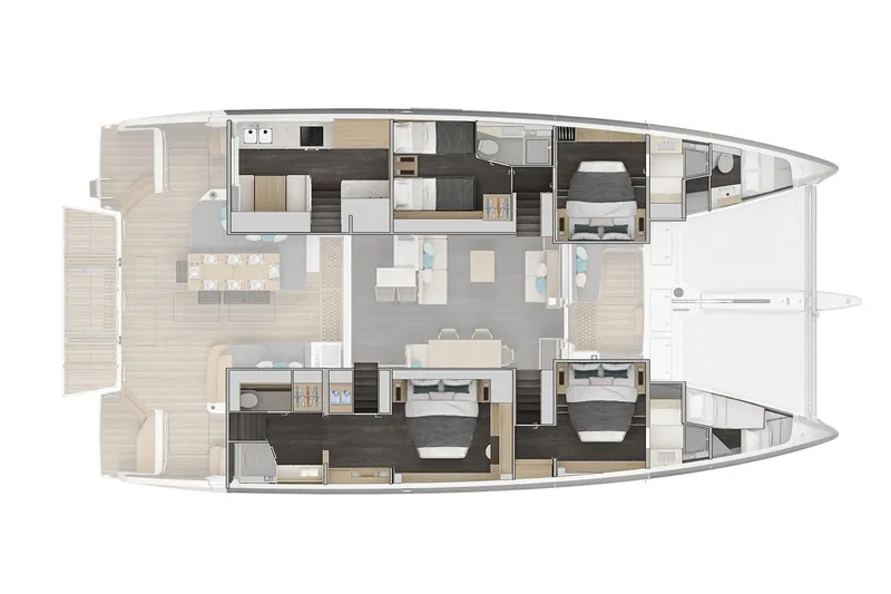  Yacht Photos Pics Manufacturer Provided Image: 2025 Lagoon 60 yacht interior layout with spacious cabins and modern amenities.