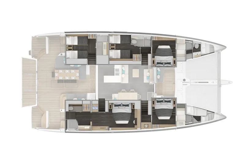  Yacht Photos Pics Manufacturer Provided Image: 2025 Lagoon 60 yacht floor plan with spacious cabins and modern interior design.