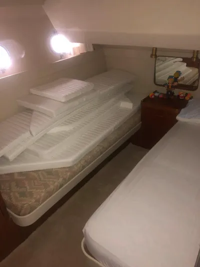  Yacht Photos Pics Interior of a 1991 Princess 388 yacht with beds.