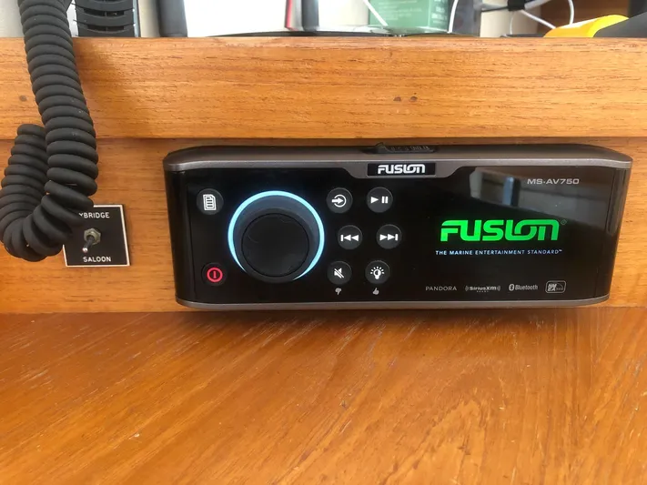  Yacht Photos Pics Fusion MS-AV750 marine stereo on 1991 Princess 388 yacht.
