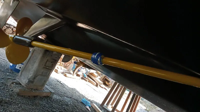  Yacht Photos Pics Underside of a 1991 Princess 388 yacht with propeller.