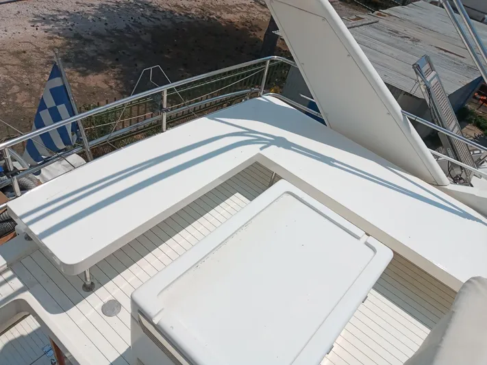  Yacht Photos Pics Deck of a 1991 Princess 388 boat with seating area.