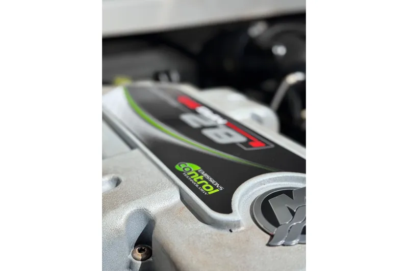 Viroque Yacht Photos Pics Close-up of 2021 Monterey 378 Super Express engine detail.