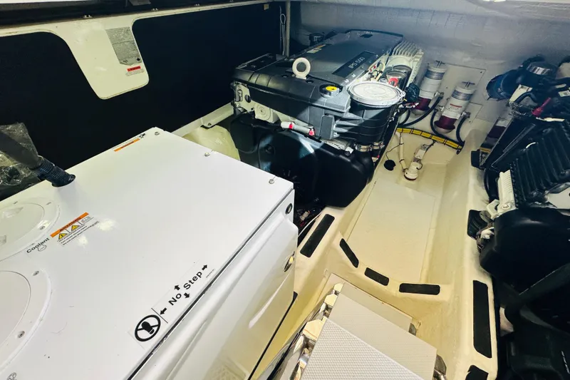 Encore Yacht Photos Pics Engine room of 2017 Sabre 42 Salon Express, showcasing machinery and components.