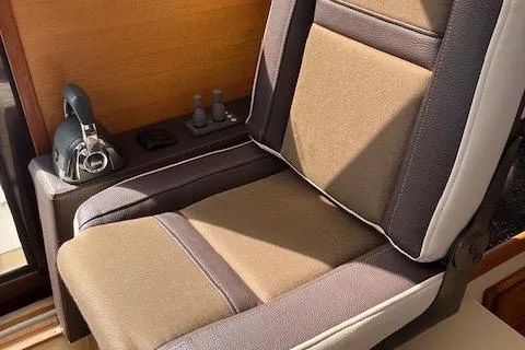 Mystic Yacht Photos Pics 2014 Ranger Tugs R-31 captain's seat with controls and headset.