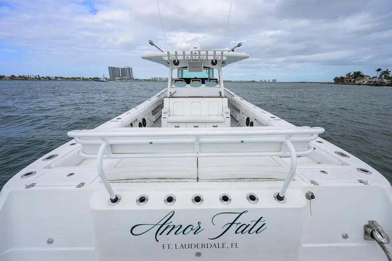  Yacht Photos Pics HCB 53 Sueños 2021 boat named "Amor Fati" in Fort Lauderdale waters.