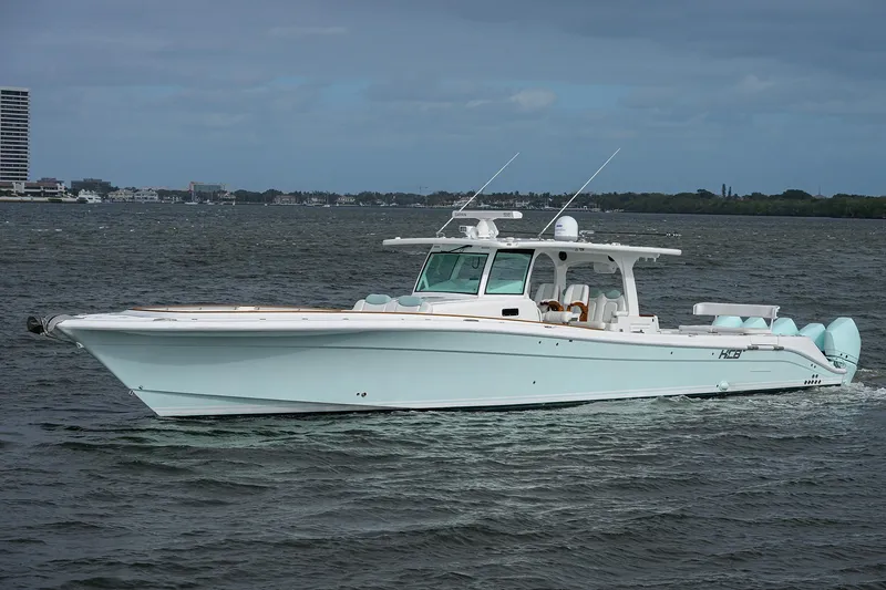  Yacht Photos Pics 2021 HCB 53 Sueños boat cruising on open water.